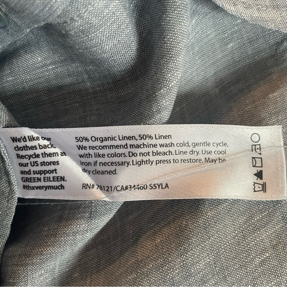 Eileen Fisher 100% linen gray button down shirt organic 20647 - Picture 7 of 9